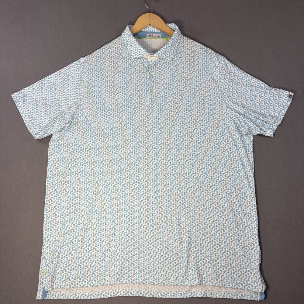 Men's Tasc Performance Polo Flower Print Sz XXL Golf Lightweight Stretch